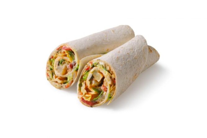 Wrap hummus, rucola & geroosterde paprika