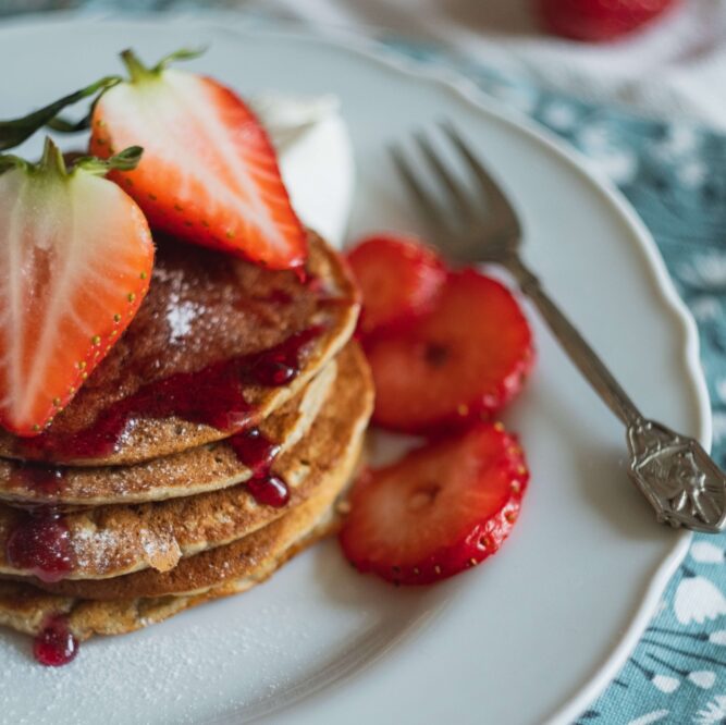 Pancakes met aardbeien