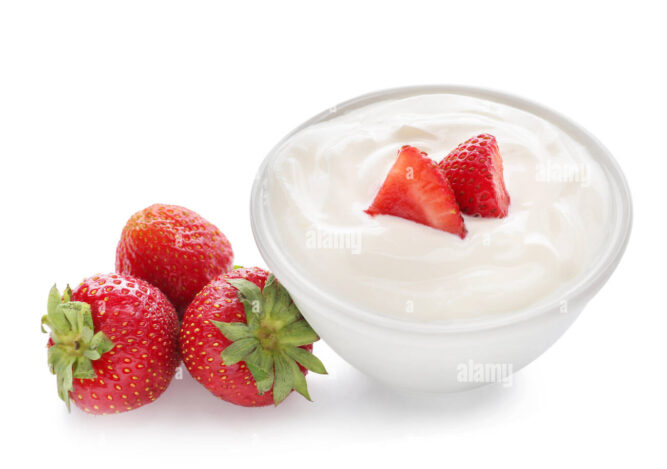 Yoghurt met aardbeien